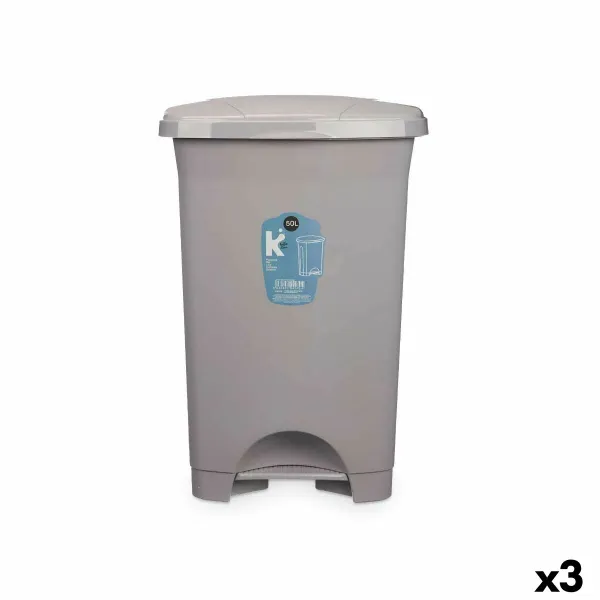 Мусорное ведро с педалью Серый Пластик 50 L (3 штук)
