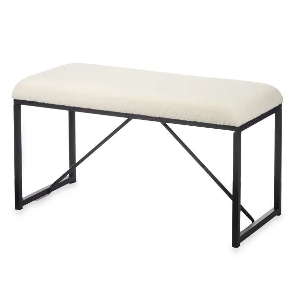 Скамья Gift Decor Белый Металл Ткань 81 x 42 x 38 cm