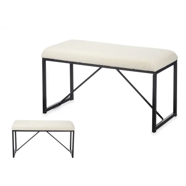 Bench Gift Decor White Metal Cloth 81 x 42 x 38 cm