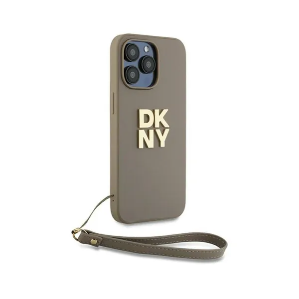 DKNY Wrist Strap Stock Logo - Case for iPhone 15 Pro (Beige)