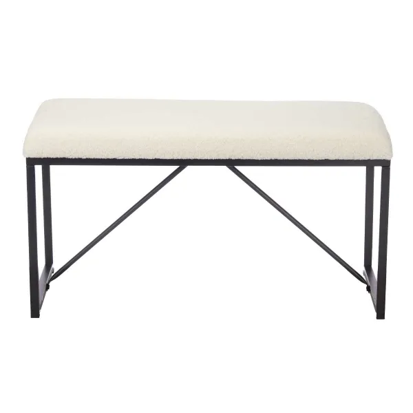Bench Gift Decor White Metal Cloth 81 x 42 x 38 cm
