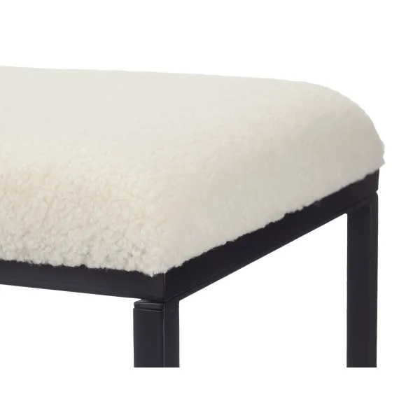 Bench Gift Decor White Metal Cloth 81 x 42 x 38 cm