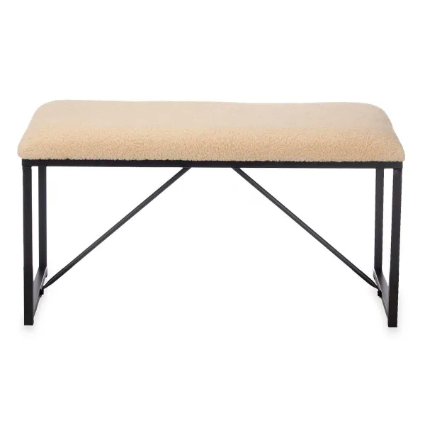 Bench Gift Decor Beige Metal Cloth 81 x 42 x 38 cm