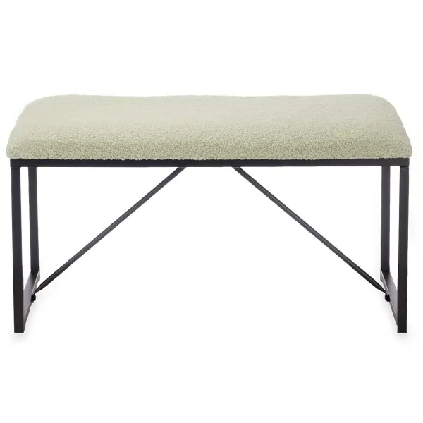 Bench Gift Decor Green Metal Cloth 81 x 42 x 38 cm