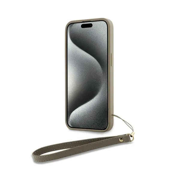 DKNY Wrist Strap Stock Logo - Case for iPhone 15 Pro (Beige)