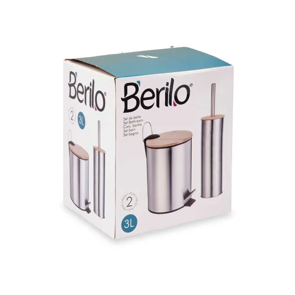 Dušas Komplekts Berilo Sudrabains Bambuss Nerūsējošais tērauds polipropilēns 25 x 28 x 20 cm 28,5 x 28 x 18 cm 2 Daudzums (6 gb.