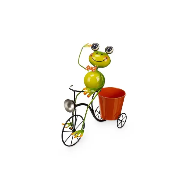 Planter Ibergarden Yellow Red Green Metal Bicycle Frog 31,5 x 32 x 17 cm