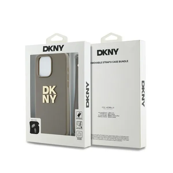 DKNY Wrist Strap Stock Logo - Case for iPhone 15 Pro (Beige)