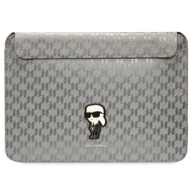 Karl Lagerfeld NFT Saffiano Monogram Ikonik Karl Sleeve - 14" Notebook Case (Silver)