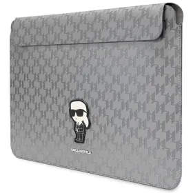 Karl Lagerfeld NFT Saffiano Monogram Ikonik Karl Sleeve - 14" Notebook Case (Silver)
