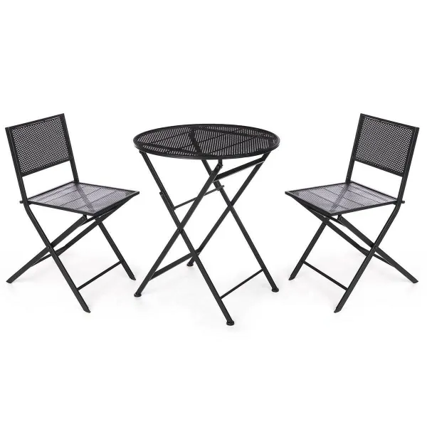 Stalo rinkinys su 2 kėdėmis Ibergarden Juoda 96 x 60 x 22,5 cm