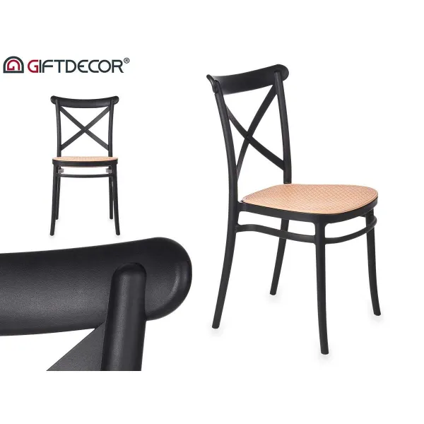 Chair Gift Decor Black Beige 4 Units
