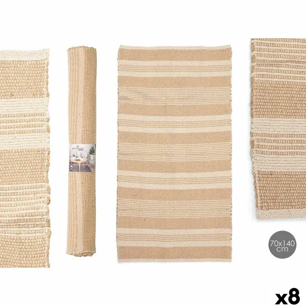 Carpet Gift Decor White Brown 70 x 140 cm (8 Units)