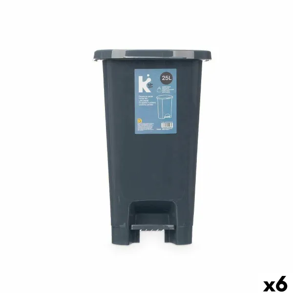 Мусорное ведро с педалью Антрацитный Пластик 25 L (6 штук)