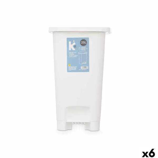Мусорное ведро с педалью Белый Пластик 25 L (6 штук)