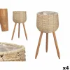 Vazonas su stovu Ibergarden Ruda Popierius Plastmasinis Natūralus pluoštas 35 x 56 x 35 cm (4 vnt.)