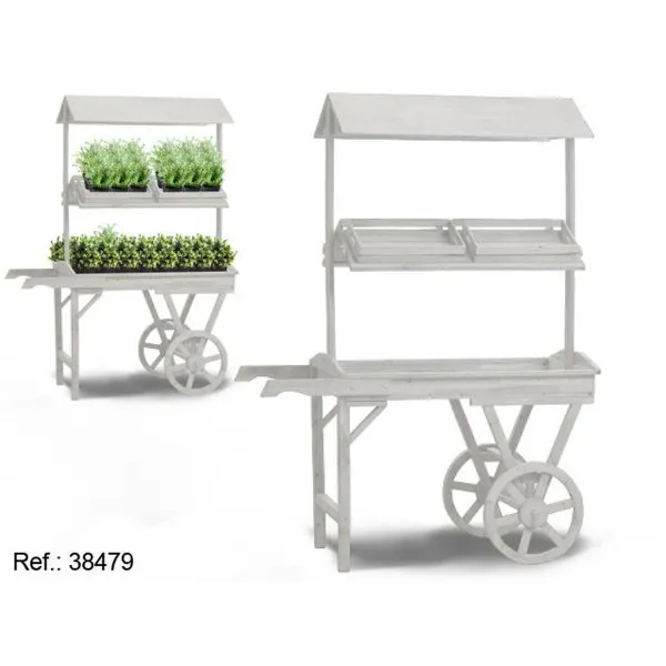 Flowerpot Standt with Wheels Ibergarden White Fir wood 130 x 178 x 70 cm