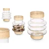 Candleholder Gift Decor Transparent Natural Glass Rattan 18 x 24 x 18 cm (6 Units)