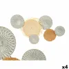 Настенный декор Gift Decor Коричневый Серый Металл 76,8 x 4,4 x 50,2 cm (4 штук)