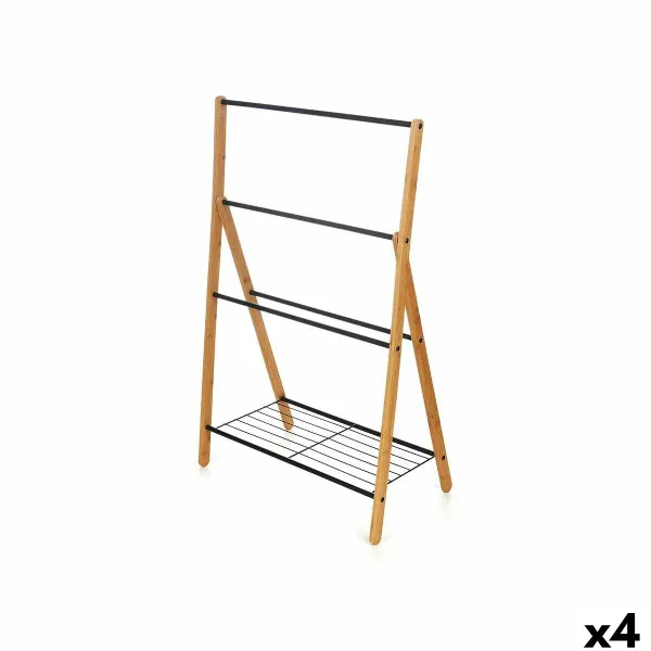 Vapaasti seisova kuivausteline Kipit Musta Metalli Bambu 60 x 90 x 37 cm 60 x 87 x 37 cm 4 osaa