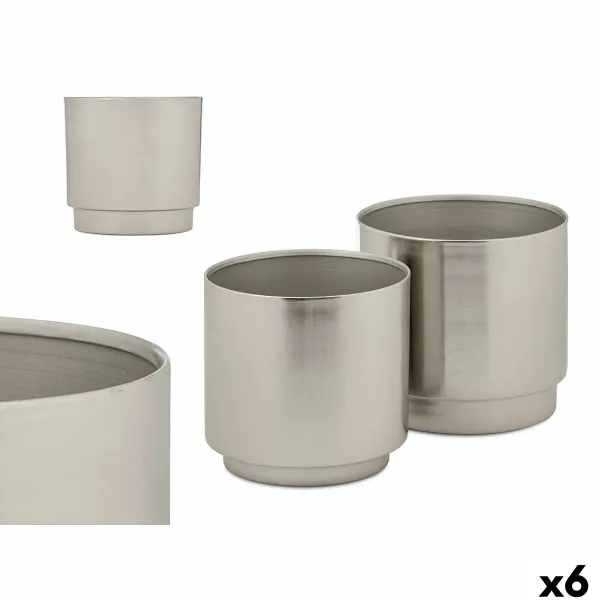 Puodų rinkinys Gift Decor Sidabras Geležis 18 x 16,5 x 18 cm 16 x 15,5 x 16 cm (6 vnt.)