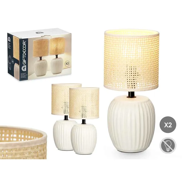 Desk lamp Gift Decor White 60 W 2 Units