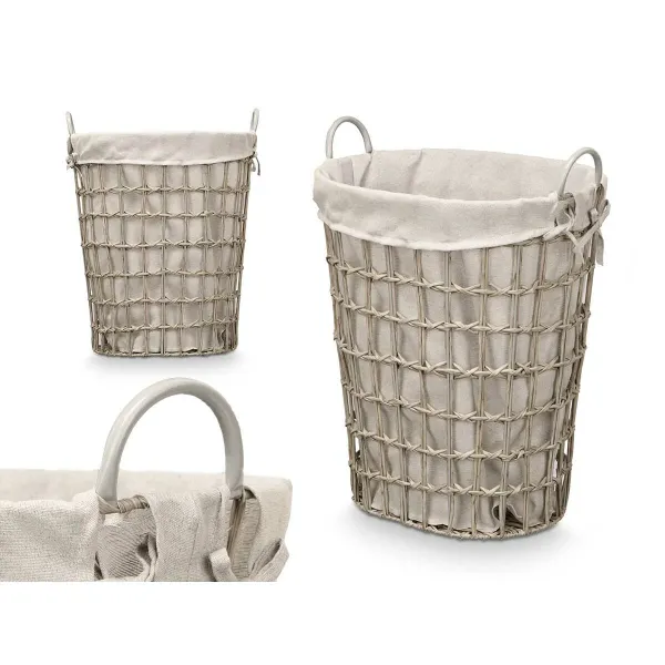 Basket Kipit Grey Polyester Cloth polypropylene Iron Plastic 50 % cotton (6 Units)