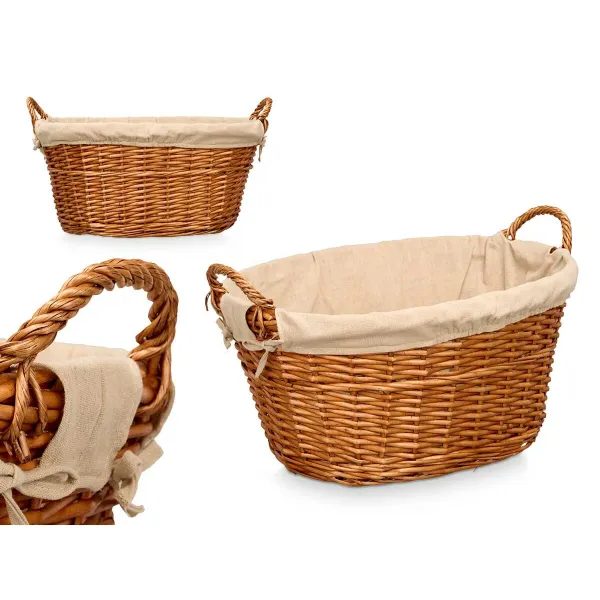 Basket Kipit Natural Polyester wicker Cloth 50 % cotton (6 Units)