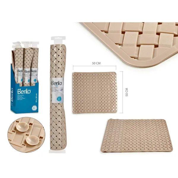 Vannas paklājs Berilo Bēšs PVC 0,03 x 50 x 50 cm (6 gb.)