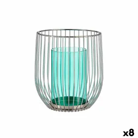 Svijećnjak Gift Decor Sinine Hõbedane Metall Klaas 15 x 17 x 15 cm (8 Ühikut)