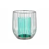 Candleholder Gift Decor Blue Silver Metal Glass 15 x 17 x 15 cm (8 Units)