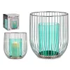 Candleholder Gift Decor Blue Silver Metal Glass 15 x 17 x 15 cm (8 Units)