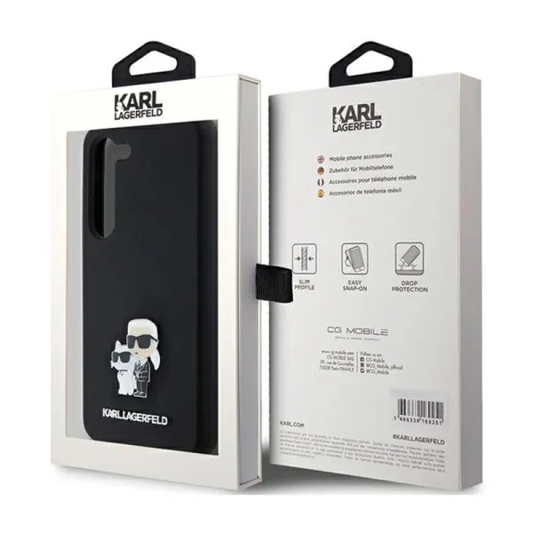 Karl Lagerfeld Silicone Karl & Choupette Metal Pin - Case Samsung Galaxy S24 (czarny)