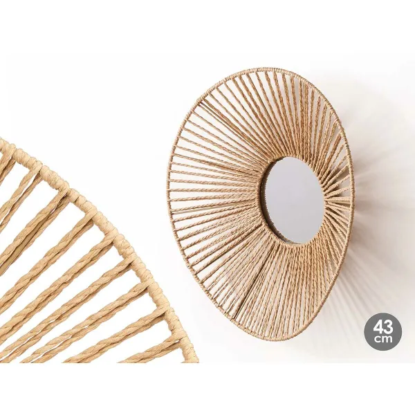 Wall mirror Gift Decor Natural Oval 43 x 13,5 x 38 cm (4 Units)