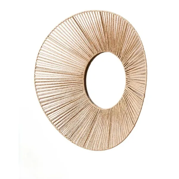 Wall mirror Gift Decor Natural Oval 62 x 15 x 57 cm (4 Units)