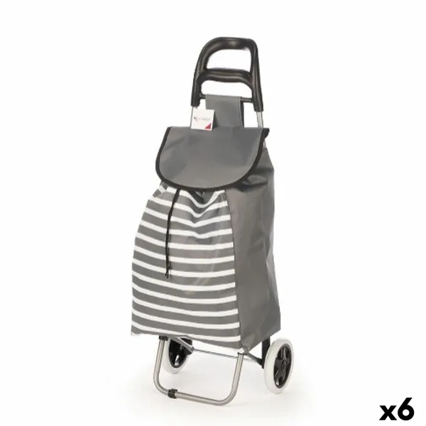 Shopping cart Kinvara White Grey 33 L 35,5 x 28 x 94 cm Stripes (6 Units)