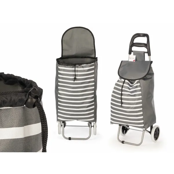 Shopping cart Kinvara White Grey 33 L 35,5 x 28 x 94 cm Stripes (6 Units)