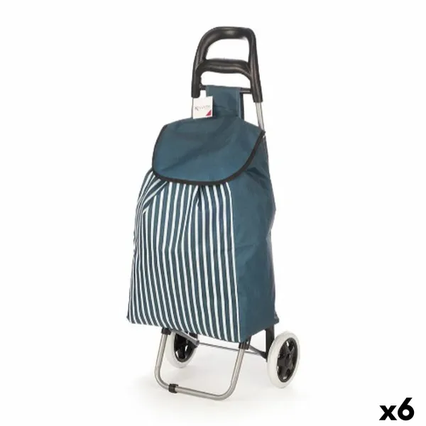 Shopping cart Kinvara Blue White 33 L 35,5 x 28 x 94 cm Stripes (6 Units)