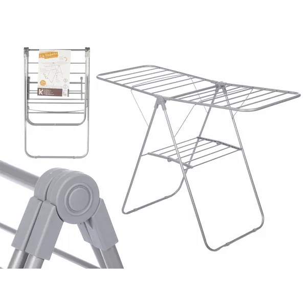 Folding clothes line Grey Metal 136,5 x 59 x 93,5 cm (4 Units)