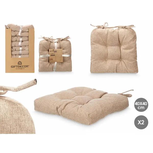 Set of cushions Gift Decor Brown 2 Pieces (6 Units)
