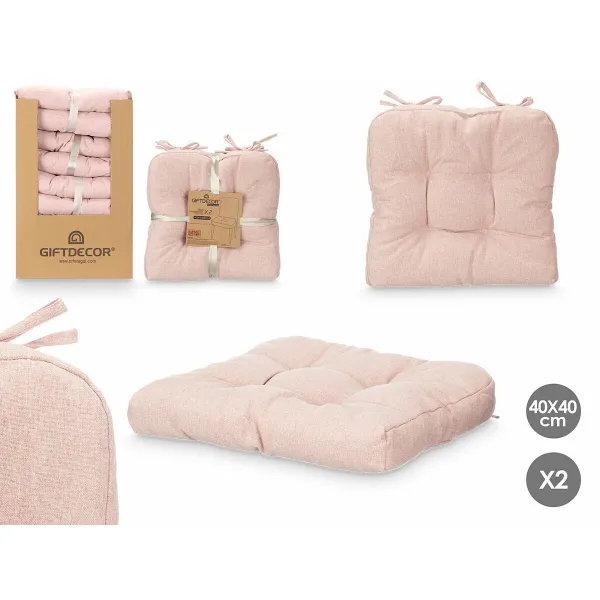 Set of cushions Gift Decor Pink 40 x 40 x 7 cm 2 Pieces (6 Units)