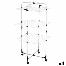 Taittuva Pystysuora Kuivausteline Pyörillä Valkoinen Musta Metalli 69 x 135 x 62,5 cm (4 osaa)