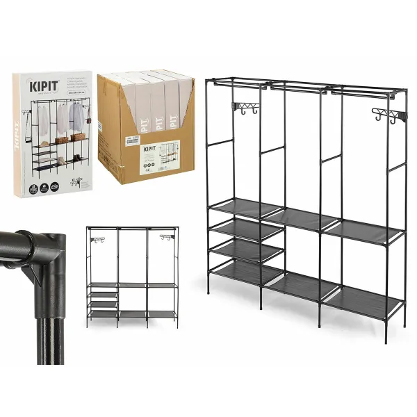 Drabužinė Kipit Juoda Metalinis Audinys polipropileno 160 x 36 x 170 cm