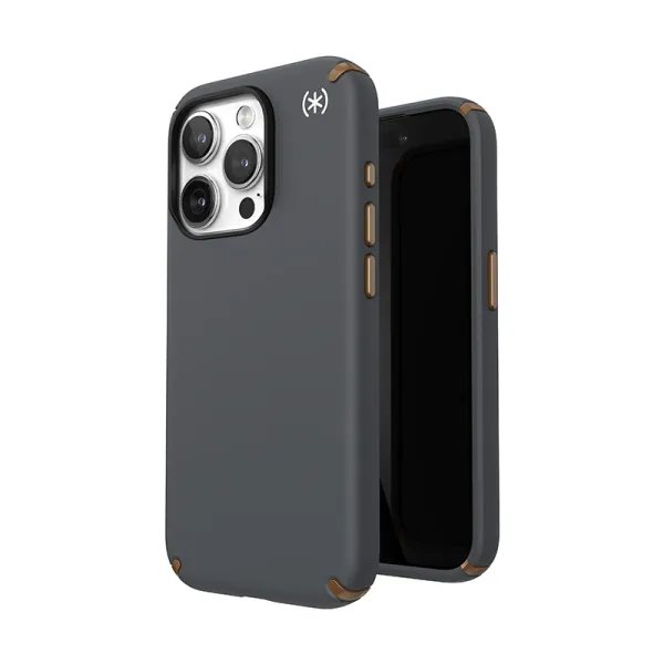 Speck Presidio2 Pro Magsafe - iPhone 15 Pro Case (Charcoal Gray / Cool Bronze / White)