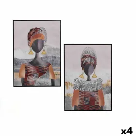 Полотно Gift Decor Красный Серый Оранжевый Женщина 50 x 3 x 70 cm (4 штук)