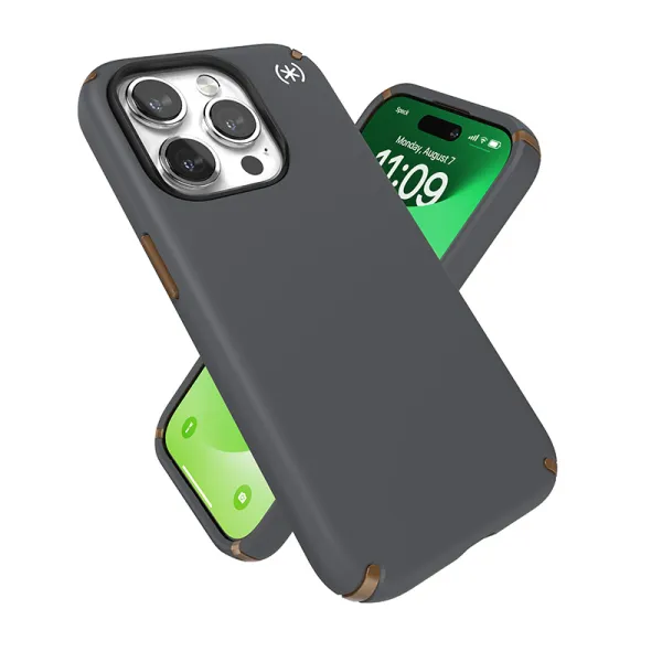 Speck Presidio2 Pro Magsafe - iPhone 15 Pro Case (Charcoal Gray / Cool Bronze / White)