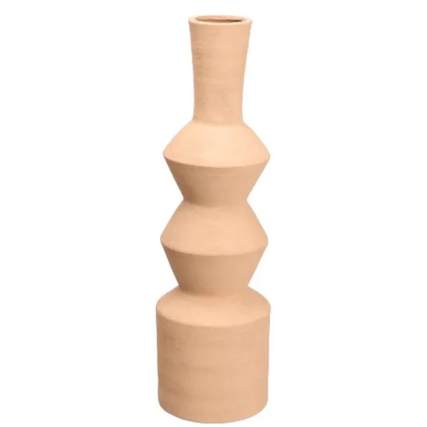 Vase Gift Decor Brown Ceramic Geometric 15 x 60 x 15 cm