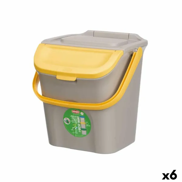 Atkritumu tvertne Stefanplast ECOWAY Dzeltens Pelēks polipropilēns 28 L Saliekams (6 gb.)
