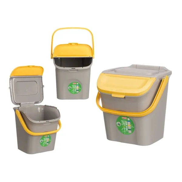 Мусорное ведро Stefanplast ECOWAY Жёлтый Серый полипропилен 28 L Штабелируемые (6 штук)
