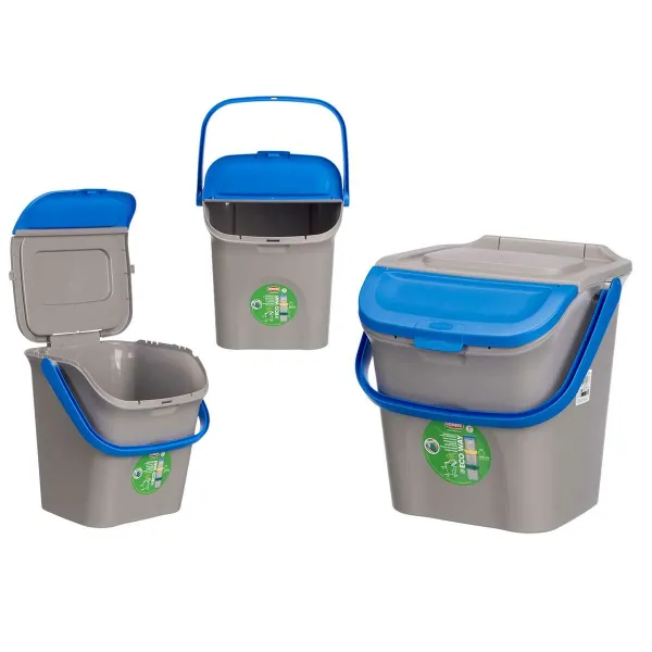 Šiukšlių dėžė Stefanplast ECOWAY Mėlyna Pilka polipropileno 28 L Sudedamas (6 vnt.)